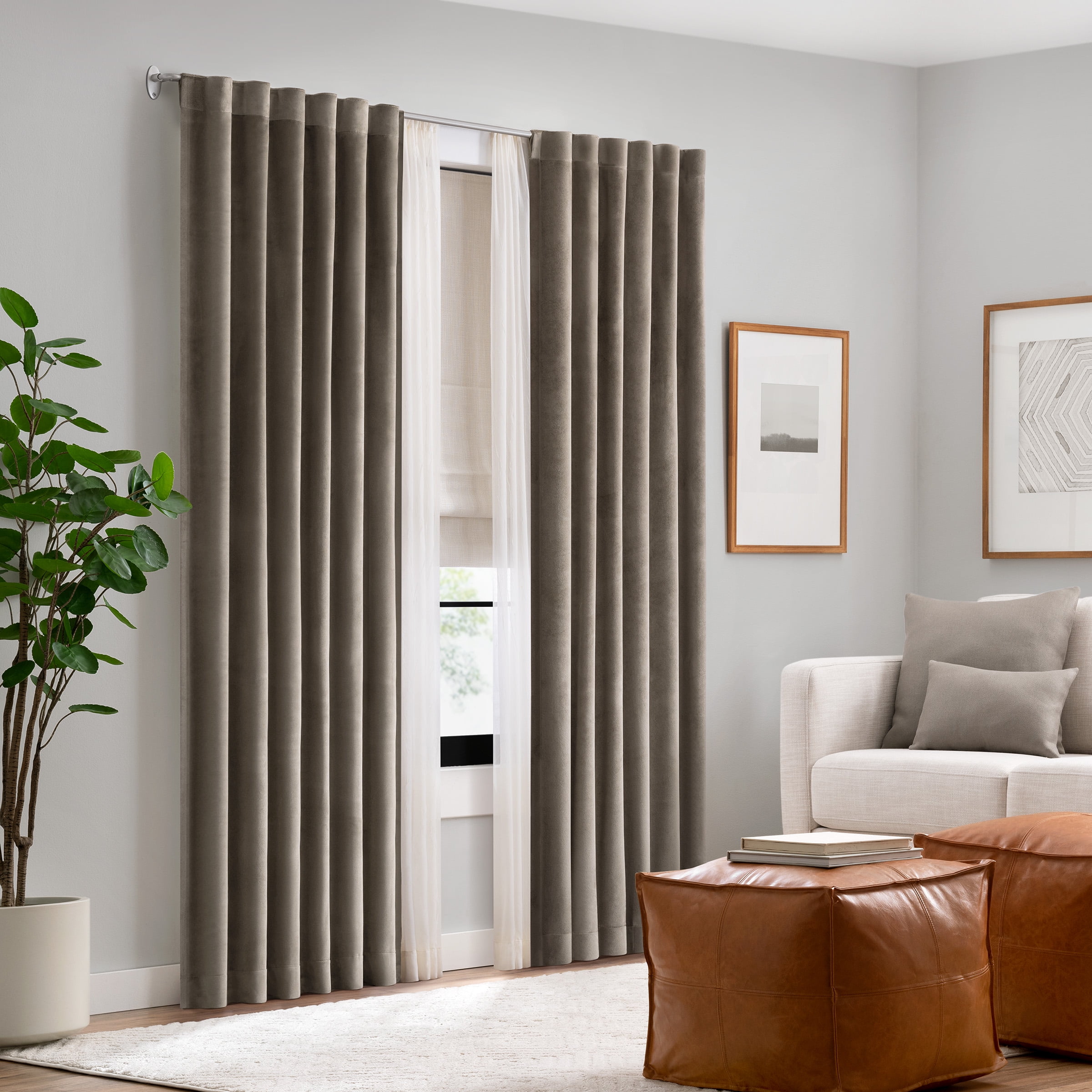 Eclipse Clinton 5/8" Blackout Double Wrap Sliding Window Curtain Rod, 48-86", Brushed Nickel