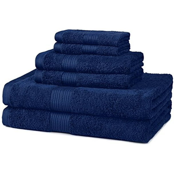 Basics 6Piece FadeResistant Bath Towel Set Navy Blue