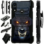 WORLD ACC LuxGuard Holster Case Compatible with Motorola Moto E 2020 Hybrid Phone Cover (Angry Werewolf)