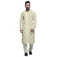 thumbnail image 1 of Atasi Designer Kurta Pajama For Men Printed Angrakha Style Casual Summer Clothing, 1 of 5