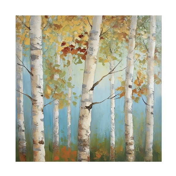Canvas Wall Art - Sasha 'Birch Forest I' Wall Art for Living Room, Bedroom, or Office Décor by Trademark Fine Art - 14 x 14 Inches