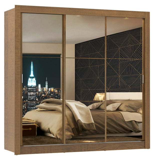 Ropero Closet Madesa Monaco 3 Puertas Corredizas con Espejo - Marrón Madesa 10933E