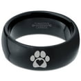 thumbnail image 2 of Tungsten Animal Paw Print Heart Band Ring 8mm Men Women Comfort Fit Black Dome Polished, 2 of 4