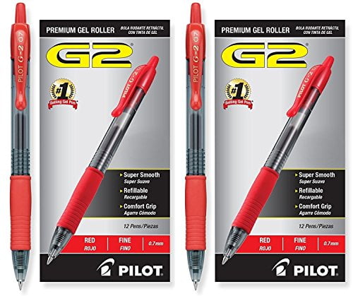 Pilot G-2 Retractable Rollerball Smooth Gel PEN Comfy Grip Medium 0.7mm DARK RED 