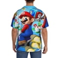 thumbnail image 3 of Lsque Mario print Men's Cuban Collar Short Sleeve Shirt Summer Beachwear Casual Button Down Fashionable Vacation Leisure Shirt-XX-Large, 3 of 7