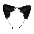 thumbnail image 1 of Diadema con orejas para fiesta, hecha a mano, con pelo sintético, ideal para disfraz de carnaval. Negro, 1 of 9