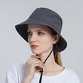 thumbnail image 2 of Clearance! Fdelink Bucket Hat Sun UV Protection Hat Women Sun Hat Wide Brim Protection Beach Hat Adjustable Bucket Hat Summer Hats Dark Gray, 2 of 6