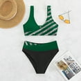 thumbnail image 4 of Aayomet Womens High Waisted Bikini Sets Sporty Crop Top Color Block Swimwear Bandeau Scoop Neck Vintage Two Piece Bathing Suits,Dark Green XXL, 4 of 5