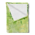 thumbnail image 2 of Green Leaf Soft Flannel Fleece Throw Blanket, Flourishing Springtime Abstract Composition with Leaves Fantasy Flora, Cozy Plush for Indoor and Outdoor Use, 70" x 90", Green Yellow White, by Ambesonne, 2 of 5
