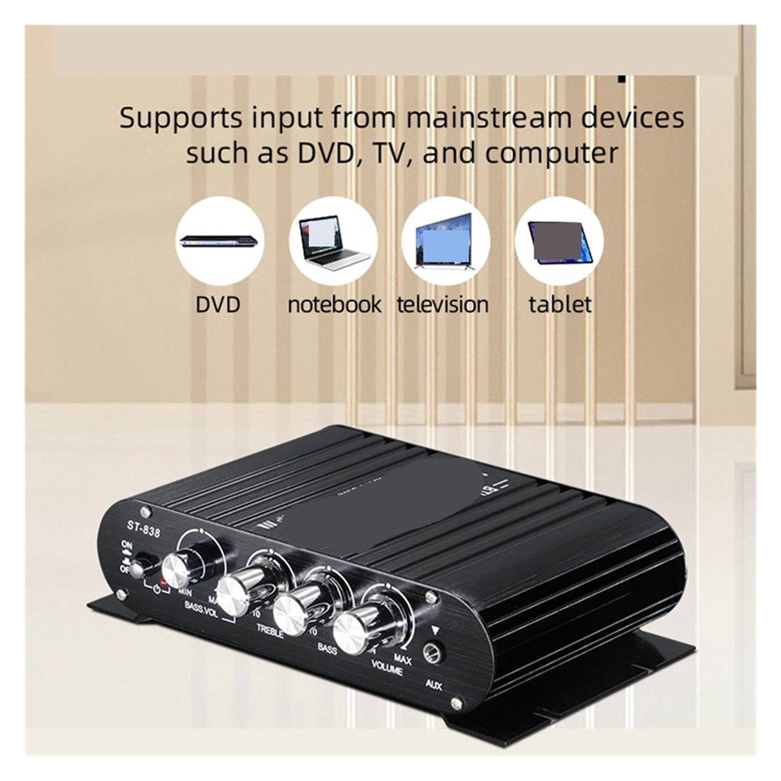 HiFi 2.1 Channel Amplifier Stereo Treble and Subwoofer Adjustment Bass Sound Amplifier ,Multi Modes