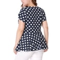 thumbnail image 4 of Unique Bargains Women's Plus Size Short Sleeves Polka Dots Peplum Top, 4 of 7