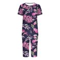 thumbnail image 3 of Sexy Pijama Conjunto para las Mujeres Cuello Redondo Blusa de Manga Corta Y Pantalones, Traje de Moda Casual para el Hogar Y Diario, 3 of 4