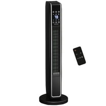 Resenkos 2-In-1 Portable Electric Tower Heater, Oscillating Space Heater for Indoor Use with Remote Control, 8H Timer, Black