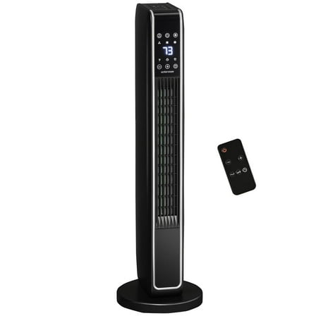 Resenkos 2-In-1 Portable Electric Tower Heater, Oscillating Space Heater for Indoor Use with Remote Control, 8H Timer, Black