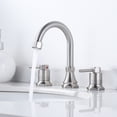 thumbnail image 4 of Wowow 8 in. Widespread Double Handle Bathroom Faucet with Pop-up Drain Kit in Brushed Nickel, 4 of 9