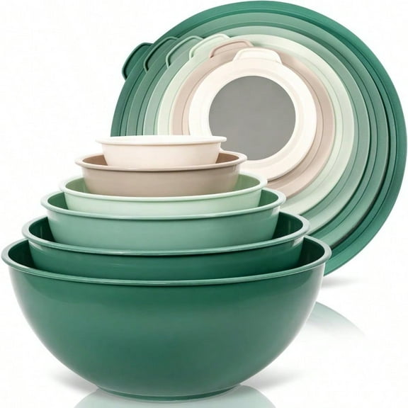 Mixing Bowl Set 12 Piece Colorful Plastic Mixing Bowls with Lids Set for Food Prep Storage and Serving Microwave and Dishwasher Safe for Kitchen Baking Cooking