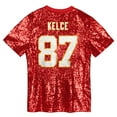 thumbnail image 3 of Girls Youth Travis Kelce Red Kansas City Chiefs Sequin V-Neck Fashion Jersey, 3 of 3
