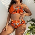 thumbnail image 6 of QUNYINEY Womens Bikini Swimsuits Floral 2 Piece Plus Size High Waisted Bathing Suits V Neck Triangle Push Up Swimsuit Sets, 6 of 9