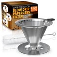 thumbnail image 1 of Pour Over Coffee Dripper - 3.18x4.48 Stainless Steel Pour Over Coffee Maker with Large Plastic Hand, 1 of 9
