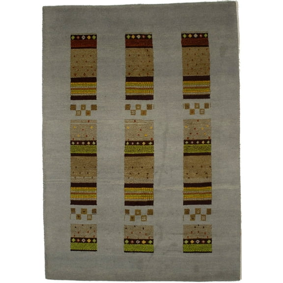 Gray Geometric 6X8 Indo-Gabbeh Oriental Rug