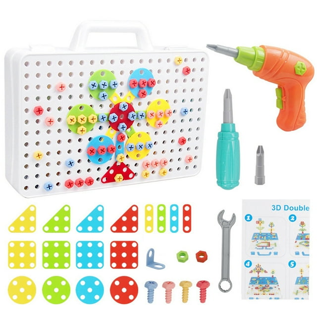 Ensemble de Casse-Tête de Perceuse Électrique Interactive 3D Jouets à Chevilles Jouets à Démonter