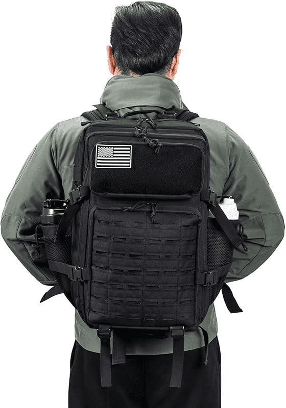 25L/45L Durable Nylon Hiking Backpack for Men, Multi-Day Camping & Travel Backpack with MOLLE System & Side Bottle Pockets