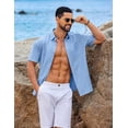 thumbnail image 2 of COOFANDY Mens Casual Untucked Shirts Short Sleeve Summer Beach Wedding Shirts for Men, 2 of 6
