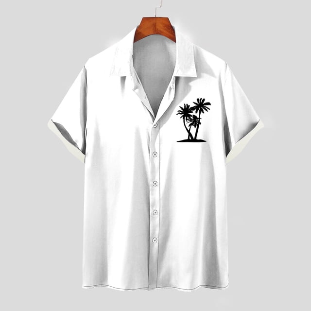 Mefallenssiah Mode Hommes Confortable Impression Manches Courtes Col Chemise Chemisier