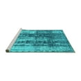 thumbnail image 2 of Ahgly Company Machine Washable Indoor Round Abstract Turquoise Blue Modern Area Rugs, 6' Round, 2 of 4