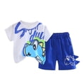 thumbnail image 1 of Gibobby Conjunto de trajes informales de 2 uds para niño Ropa para niñas pequeños, bebés, camiseta de dinosaurio de manga corta de verano, Tops, pantalones cortos(Azul, 12 Meses), 1 of 5