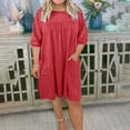 thumbnail image 2 of Sentmoon Robes d'Été pour Femmes à Manches Courtes, Col Rond, Robes pour Invitées de Mariage 2026, Couleur Unie, Coupe Régulière, Respirante, Robe Maxi d'Invitée d'Été pour le Quotidien et les Déplacements, Rouge, TG, 2 of 7