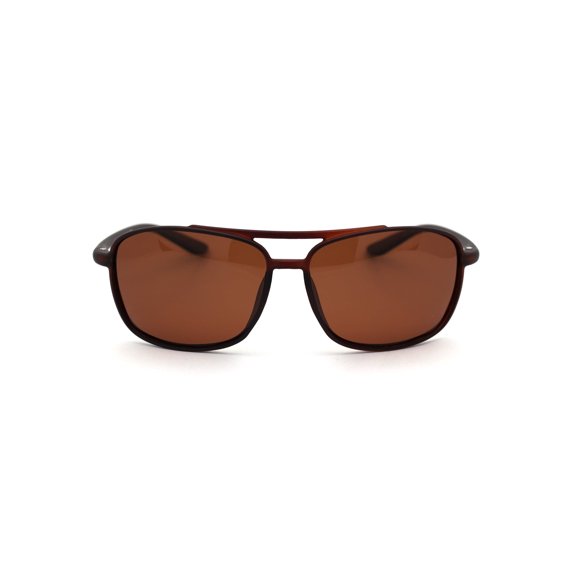 Polarized Mens Thin Plastic Rectangular Officer Racer Sunglasses Matte Brown