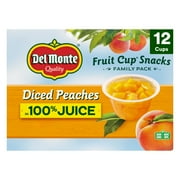 Del Monte Diced Peaches Fruit Cup Snacks in 100% Fruit Juice, 4 oz Cup (Pack of 12)