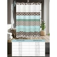 thumbnail image 6 of No Hook Cloth Fabric Shower Curtain with Snap in Liner, Boho Geometric Waterproof Shower Curtains Set with See Through Top Window, Turquoise Green Brown Tribal Stripes Bath Curtains Shower 60"x72", 6 of 6