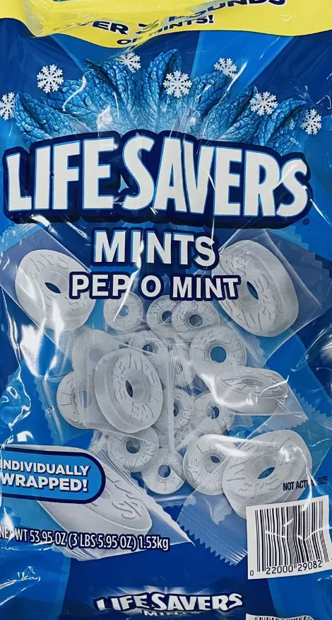 Pep-O-Mint Breath Mint Bulk Hard Candy Bag 53.95 oz Lifesavers