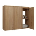 thumbnail image 3 of Noble House 36" Wall-Mounted Bathroom Side Cabinet, Plywood Floating Storage, Hidden Handle, Imitative Oak, 3 of 14