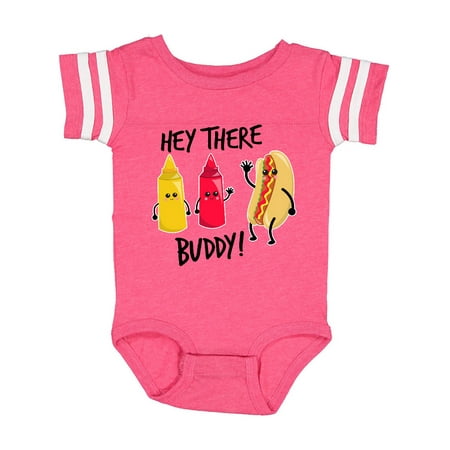 

Inktastic Hey There Buddy with Ketchup Mustard and Hot Dog Gift Baby Boy or Baby Girl Bodysuit