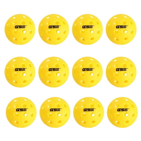 GSE Games & Sports Expert 12-Pack of Plastic Hollow Outdoor Pickleballs Set, USAPA Standard 40 Holes Competition Pickle Balls for Outdoor and Hard-court Play - Yellow
