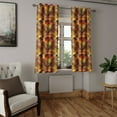 thumbnail image 2 of Ambesonne Colorful Grommet Curtain, Grid Mosaic Geometric, 50" x 63", Brown and Marigold, 2 of 6