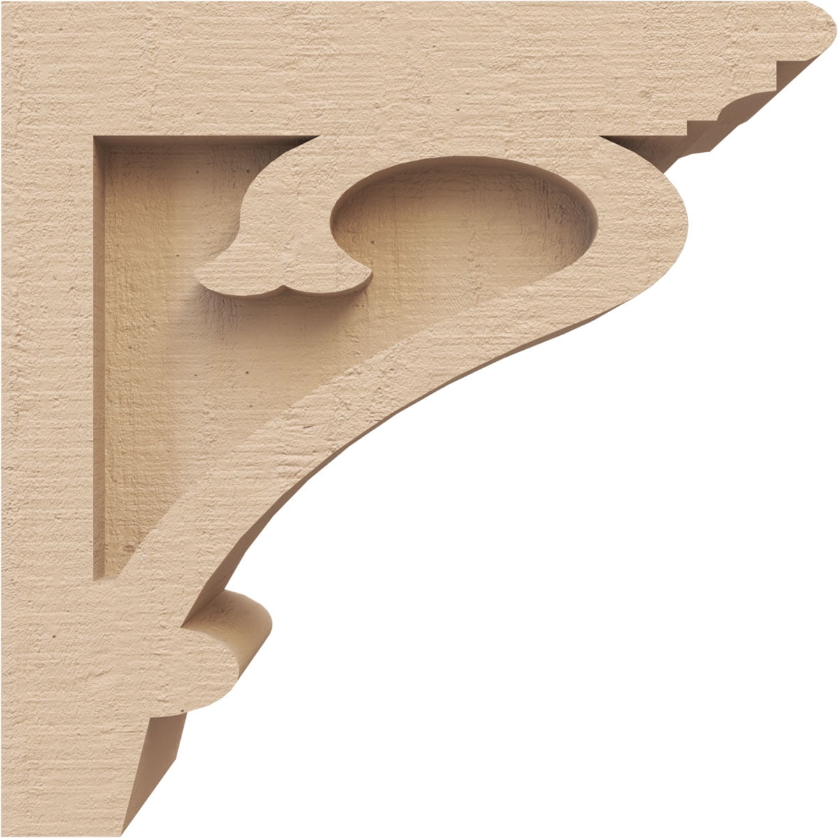 3"W x 6"D x 6"H Classic Mayflower Rough Cedar Woodgrain TimberThane Corbel, Primed Tan