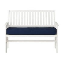 Afuera Living White Washed Wood Outdoor Bench with Navy Blue Cushion