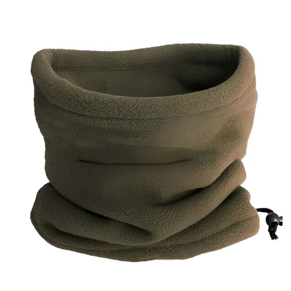 TELOLY Adjustable Drawstring Soft Cozy Fleece Face Mask,Olive Green Neck Gaiter