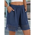 thumbnail image 5 of Women'S Casual Elastic Waist Lounge Shorts Comfy Lace Trim Summer Beach Linen Ruffle Shorts M, 5 of 9