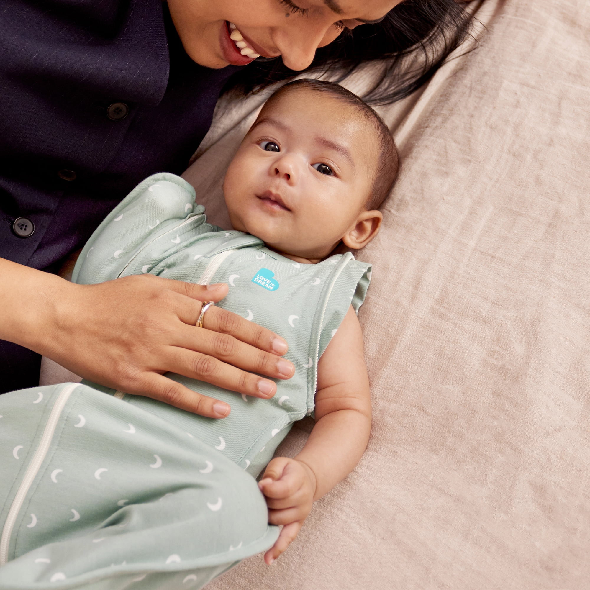 Love to Dream Swaddle UP Transition Baby Sleep Bag 1.0 TOG, Zip-Off Wings, Medium 13-19 lbs, Olive Moon