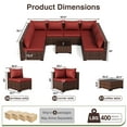 thumbnail image 7 of ELPOSUN Patio Furniture Set, Outdoor Patio Furniture Wicker Furniture Couch Set, 9 Pieces Outdoor Sectional Sofa, Patio Furniture Set, Outdoor Patio Set for Porch Furniture (Burgundy Red), 7 of 7