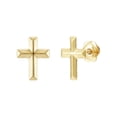 thumbnail image 2 of Brilliance Fine Jewelry Girls 10K Yellow Gold Cross Earrings, 2 of 4