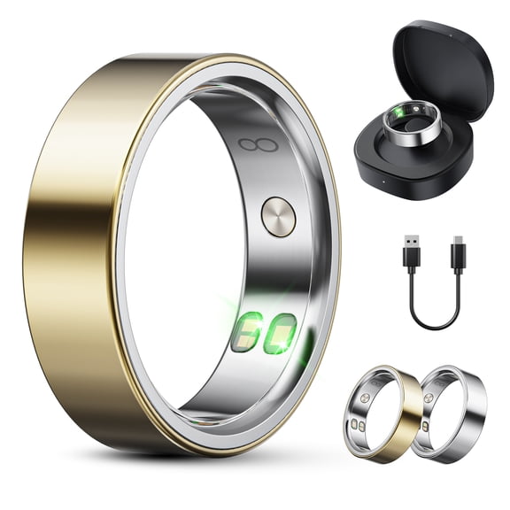 Boyacare Smart Ring, Gold, Size 9, Sleep & Fitness Tracker, Heart Rate Monitor, Women’s Health, No Subscription, Gift for Women (Size Before You Buy)