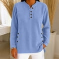 thumbnail image 3 of qucoqpe Womens Corduroy Tops V Neck Button Long Sleeve Shirts Casual Loose Tunic Blouses, 3 of 7