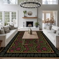thumbnail image 3 of Vintage Red Roses Area Rugs 6'x9', Washable Small Throw Rugs for Kitchen Dining room, Abstract Art Floral Green Leaves Indoor Outdoor Rug Non-Slip Low Pile Carpet Runner Reversible Floor Mats, 3 of 8