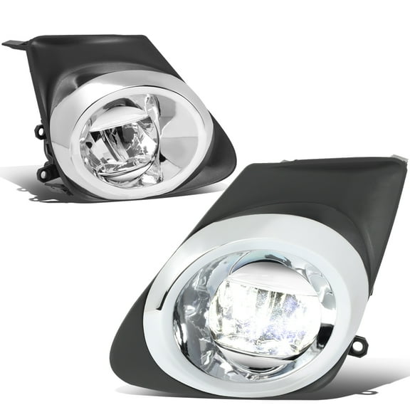 DNA Motoring FL-ZTL-286-CH For 2011 to 2013 Toyota Corolla Pair Front Bumper LED Fog Light Lamp Bezel Switch Clear Lens 12